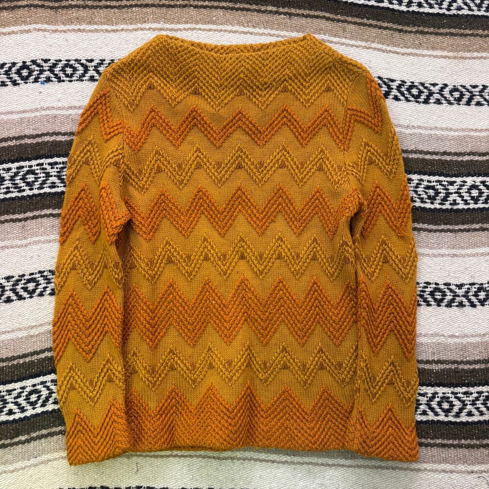 Women's Vintage 60's Kerrybrooke Orange Knit Chevron Pullover Sweater Sz Medium